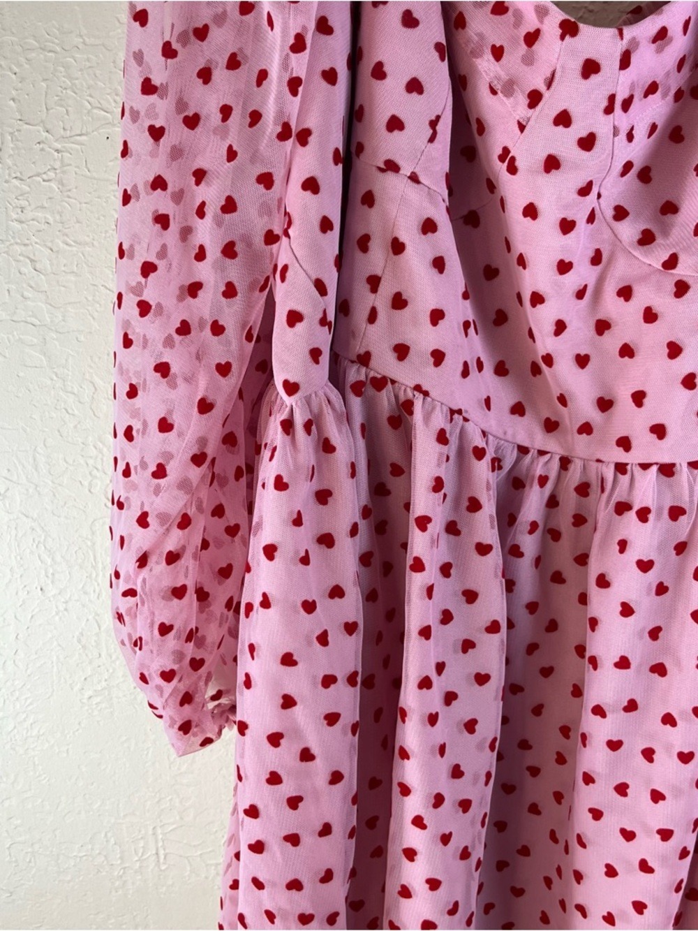 Eloquii Mesh Flocked Heart Print Bustier Mini Dress in Pink - Picture 7 of 15